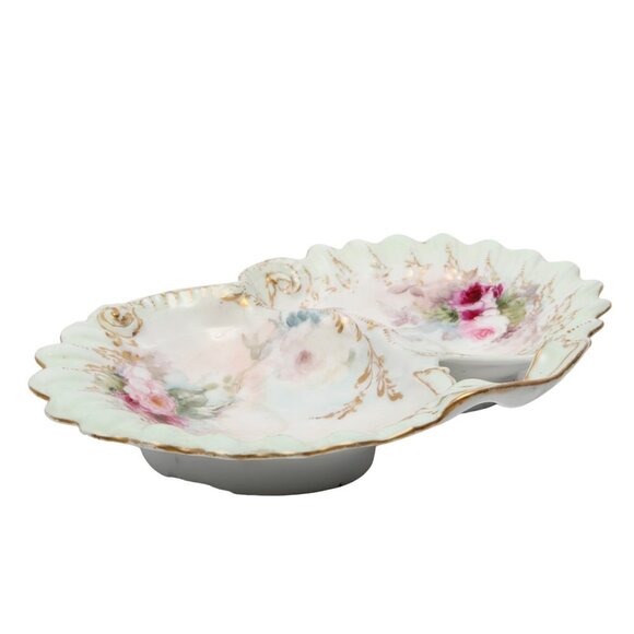 Antique H & Haviland Limoges Fine China Candy Dish Bowl Tray Gold Floral France - Picture 2 of 9